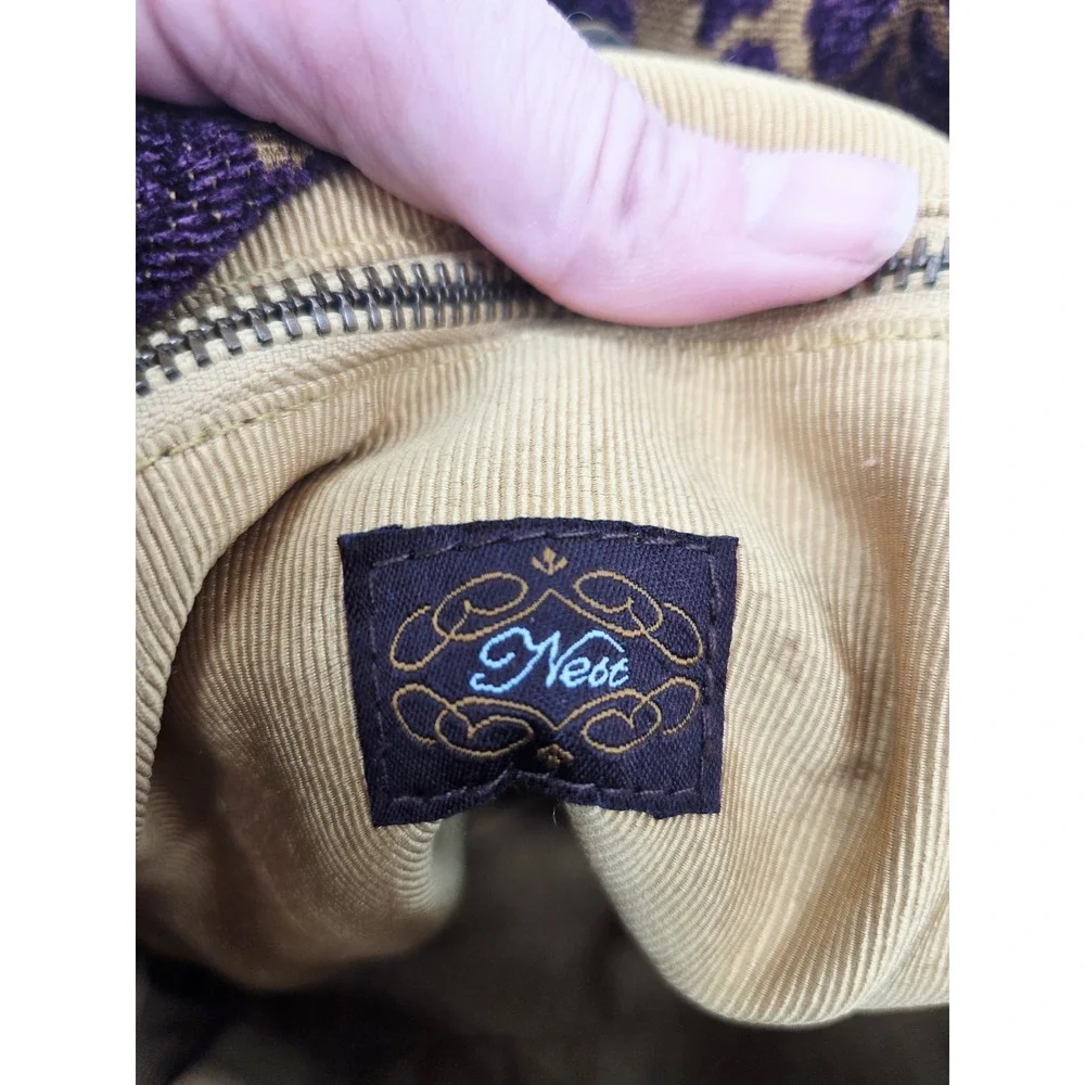 Anthropologie NEST Carpet Bag Hand Yellow Hobo Bohemian Satchel Canvas